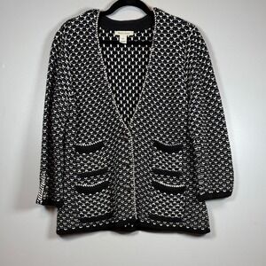 White House Black Market Chunky Cable Knit Button Down Cardigan, V-Neck, Size XL
